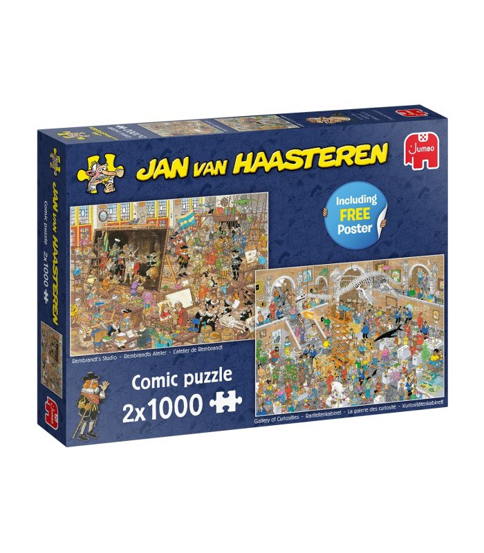 Gelukkig Voel me slecht Perceptie Jan van Haasteren puzzel 2x 1000 stukjes 20052 Rembrandt's studio /  rariteitenkabinet - Babykadowinkel Ukkie Shop