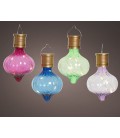 Lumineo Solar lamp bulb druppelvorm met hengsel- dia7.7-H11.7cm- verkrijgbaar in roze, blauw groen of lila