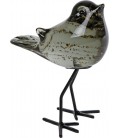 Sculptuur vogel Finch groen glas 11x8x14cm